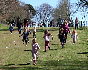 Finish of the Under 5's Egg Roll Race