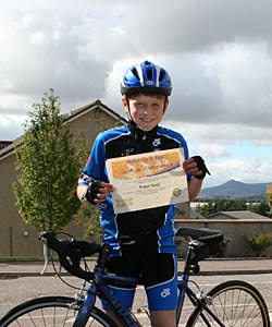 Fraser Gault with his Ythan Cycle Run certificate